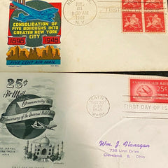 U.S. Air Mail FDC Cachet Lot of 2 1948 1949 Postal Covers Stamps Scott C38 C44