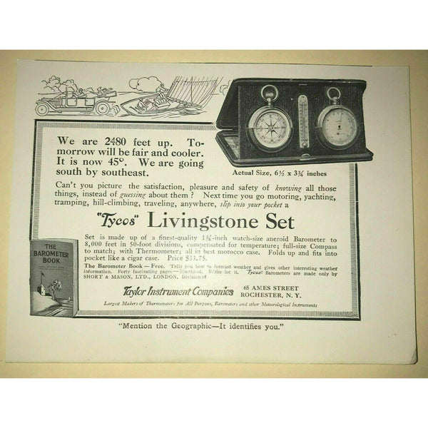 Tycos Livingstone Set Barometer Thermometer Taylor 1913 Magazine Print Ad
