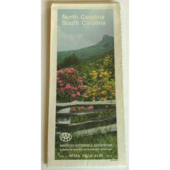 AAA North Carolina South Carolina Travel Road Map Vintage 1986