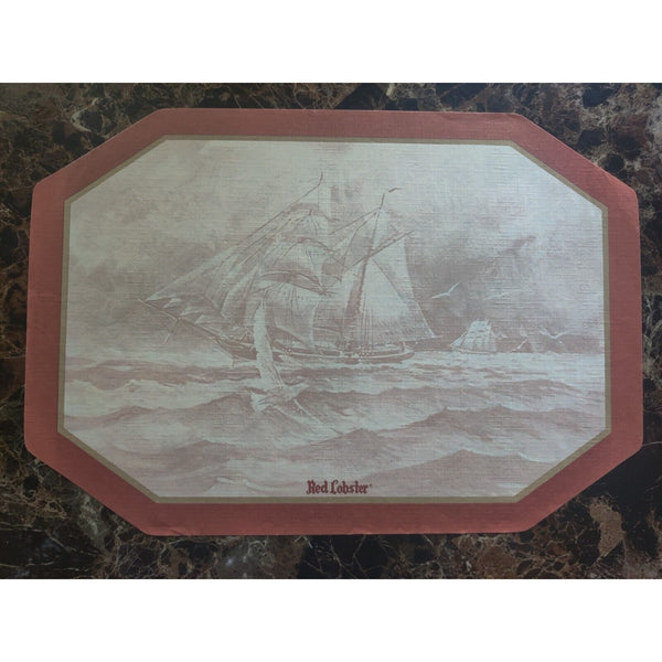 Red Lobster Restaurant Placemat Paper Advertising 1980s Vintage Seagull Sailboat