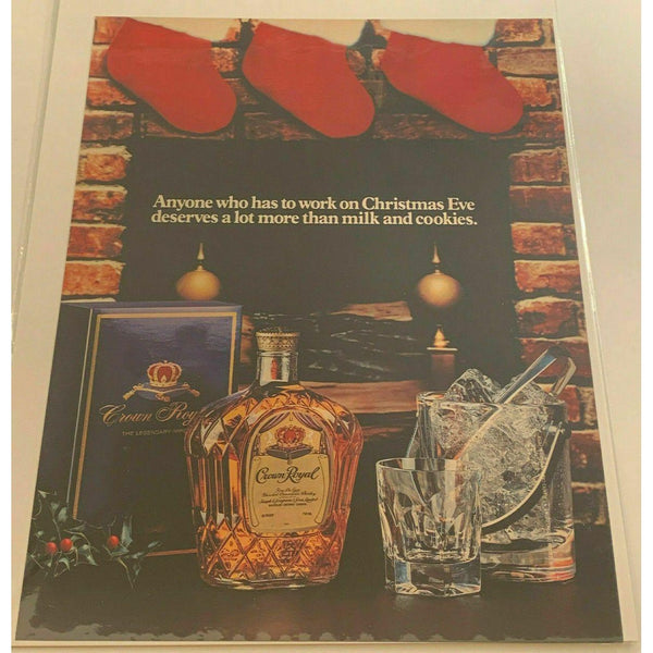 Crown Royal Canadian Whisky Christmas Stocking Seagram Vintage Magazine Print Ad