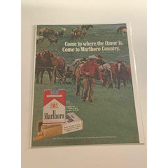 1972 Marlboro Cigarettes Cowboy Horses Wagon Vintage Magazine Print Ad