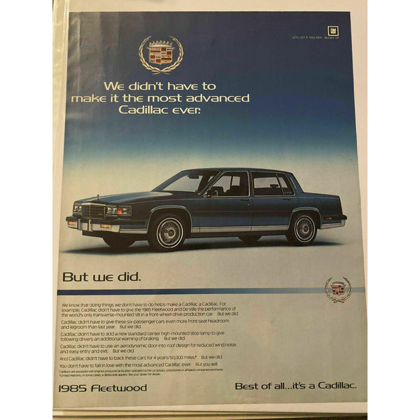 1984 Cadillac Fleetwood Blue General Motors Vintage Magazine Print Ad