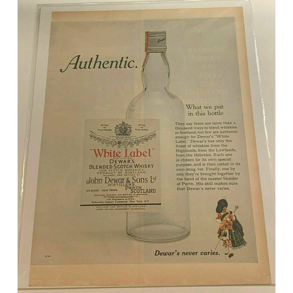 1969 Dewars Scotch Whisky Authentic Empty Whiskey Vintage Magazine Print Ad