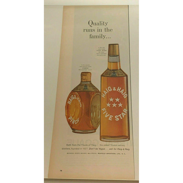 1959 Haig & Haig Pinch Scotch Whisky Five Star Whiskey Vintage Magazine Print Ad