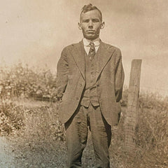 Man in Suit RPPC Unused Divided Back Postcard Vintage Early 1900s Farm Field