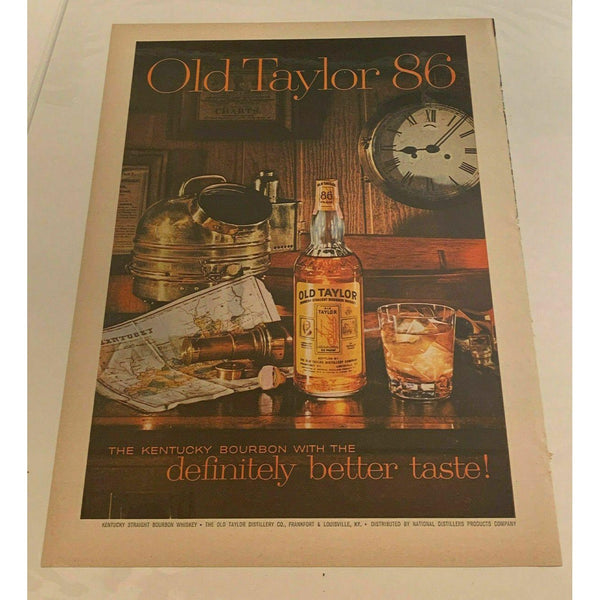 Old Taylor Bourbon Whiskey Nautical Vintage Magazine Print Ad